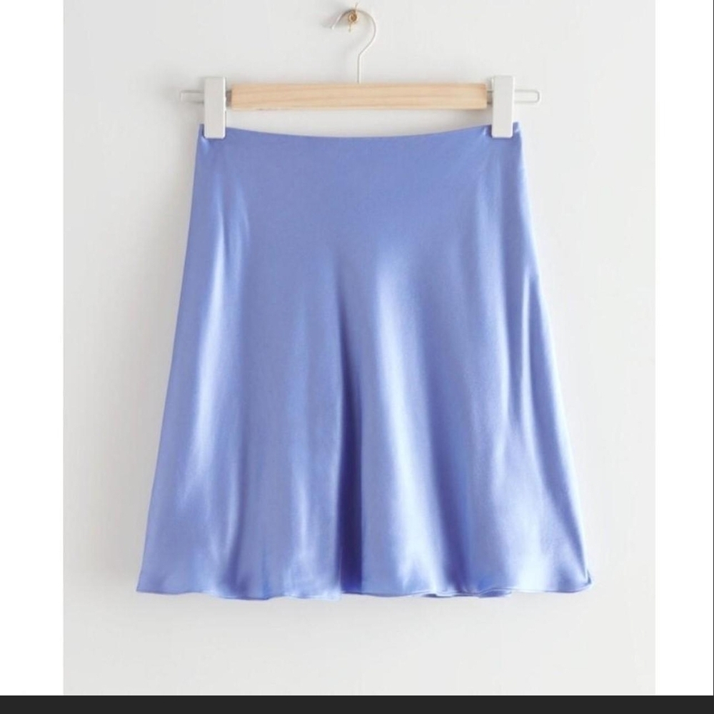 & other stories periwinkle / lilac satin mini skirt